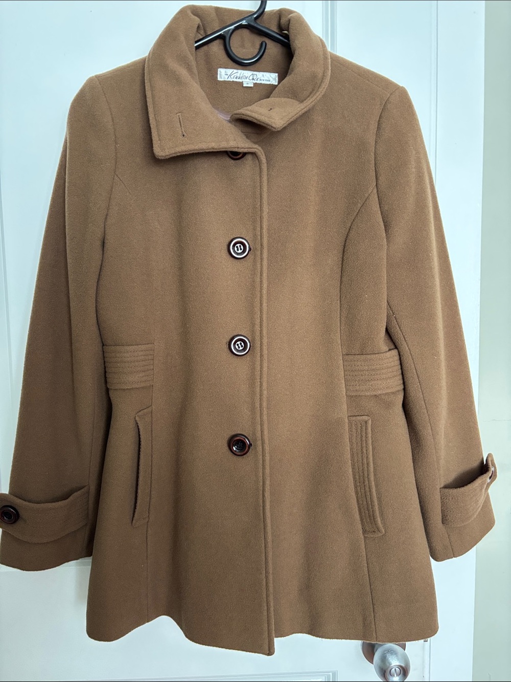 Kenneth Cole Camel Tan Wool-Blend Peacoat